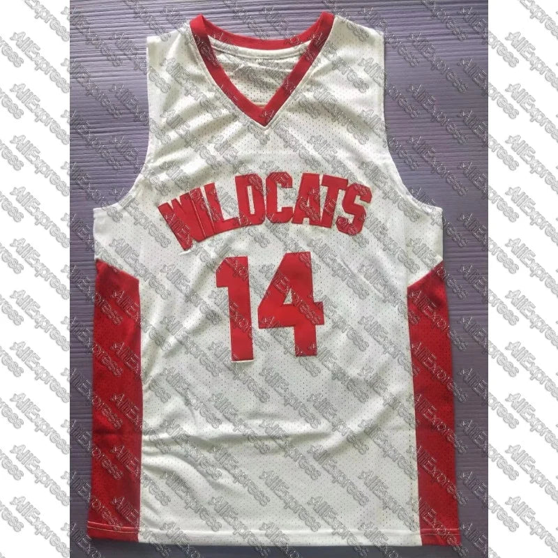 Summer Zac Efron Troy Bolton Jersey East High School #14 WILDCATS Basketball Jersey Mens Sports Sleeveless Basketball Shirts Red