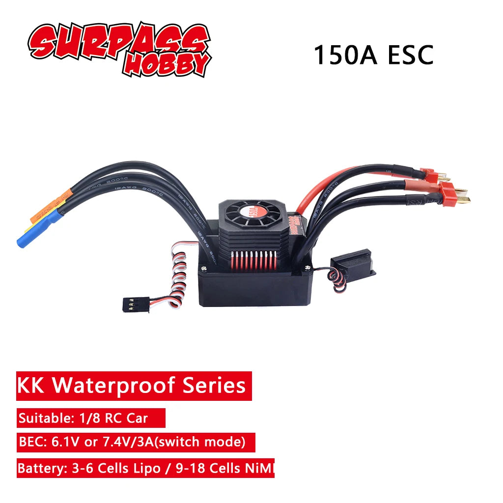SURPASS HOBBY KK 25A 35A 45A 60A 80A 120A 150A 2-6S Brushless ESC T/XT60 Plug for 1/8 1/10 1/12 1/14 1/16 RC Brushless Motor