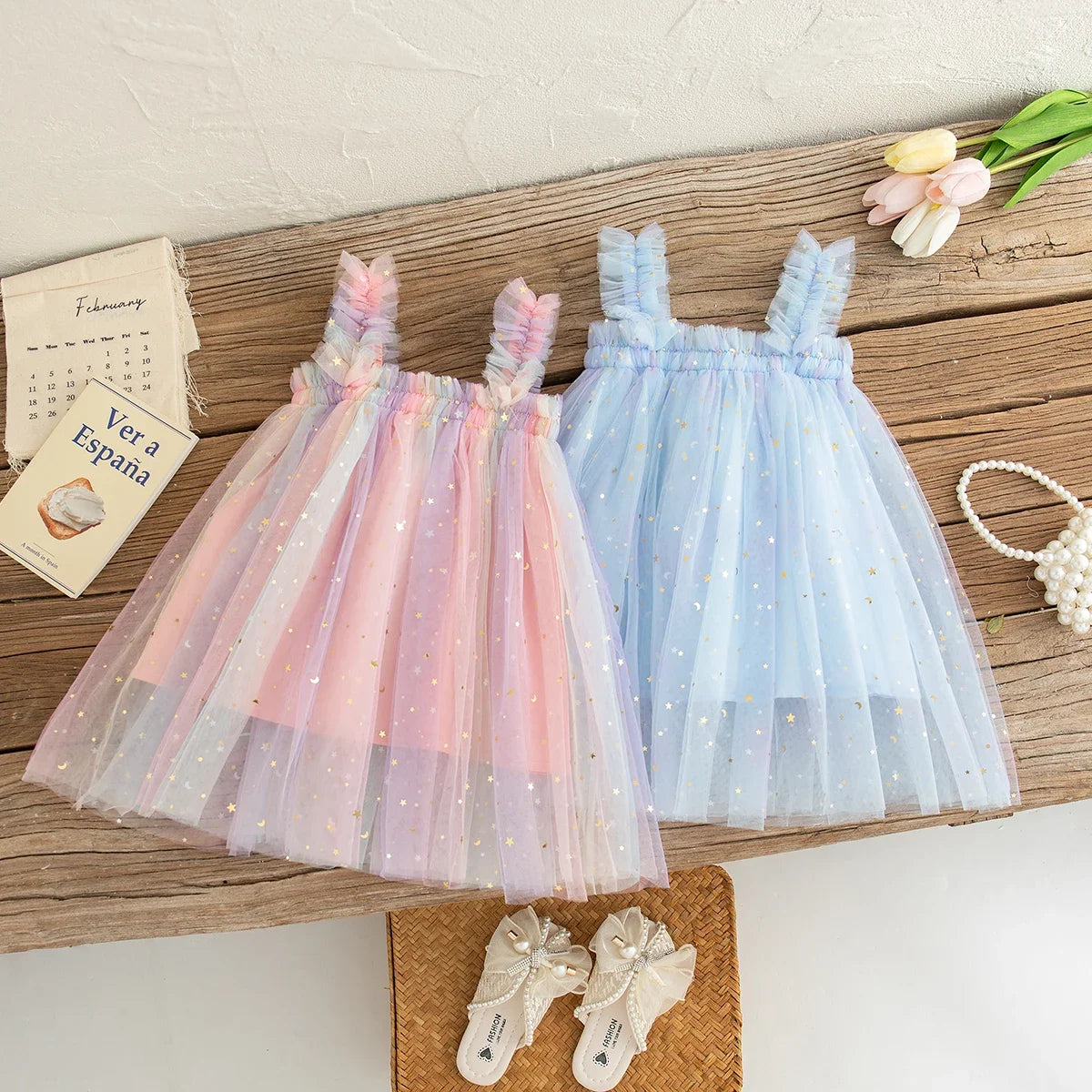 Baby Dresses Summer Colorful Sequins Mesh Baby Girl Dress Sweet Sling Girls Wedding Flower Girl Kid's Dress Baby Girl Clothes