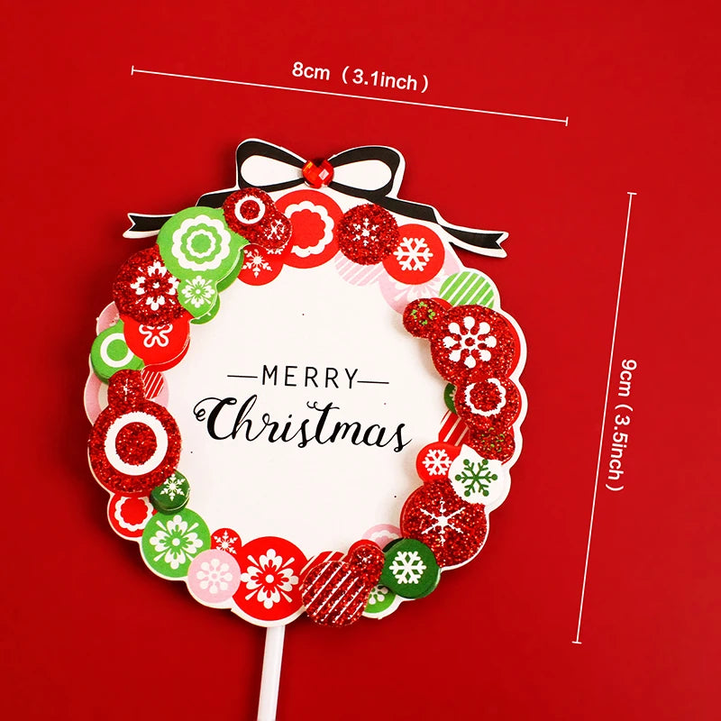 Merry Christmas Cake Toppers Cartoon Xmas Tree Cake Decor Snowman Happy New Year Cupcake Toppers Decor For Party Home 2025 Noel