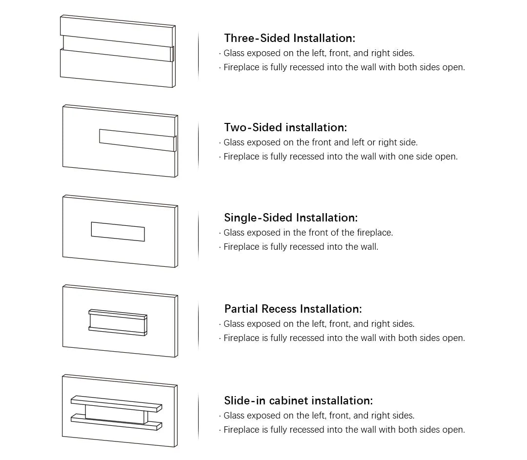 Modern 1500W Electric Fireplace Remote Control WiFi App Control Embedded Landscape Steel Design Indoor Outdoor Use Home Hotel