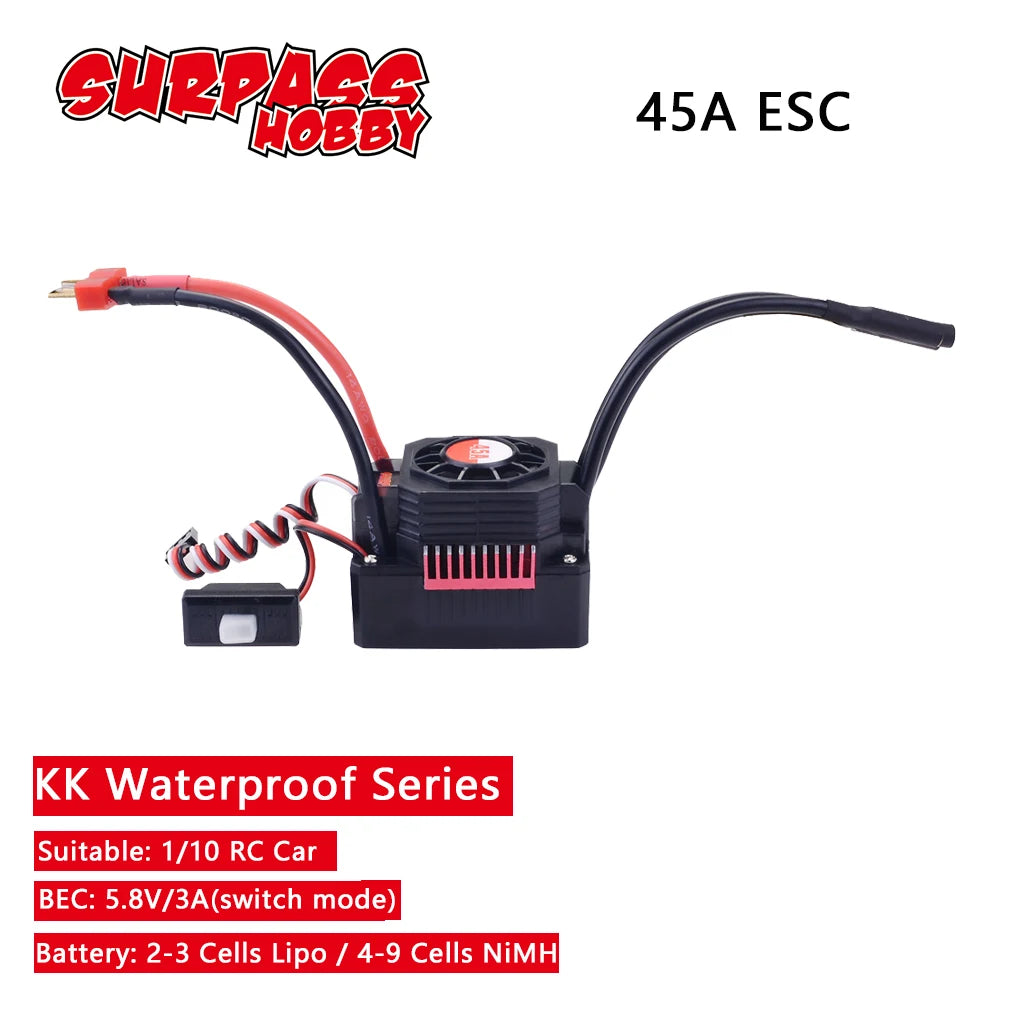 SURPASS HOBBY KK 25A 35A 45A 60A 80A 120A 150A 2-6S Brushless ESC T/XT60 Plug for 1/8 1/10 1/12 1/14 1/16 RC Brushless Motor