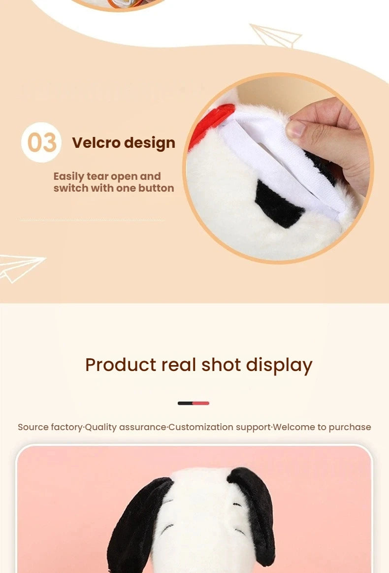 &New Baby Breathing Soothing Snoopy white dog Plush Doll Sleeping Companion Music and Light Doll Sensory Stuffed Toy Kids Gift