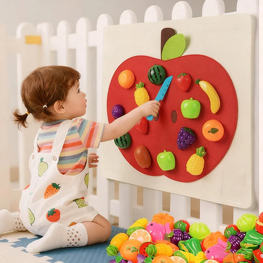 Baby Felt Board Play Food Toys Wall Sticker Fruits Vegetables Pretend Play Kitchen Games Fine Motor Skills Early Educational Toy