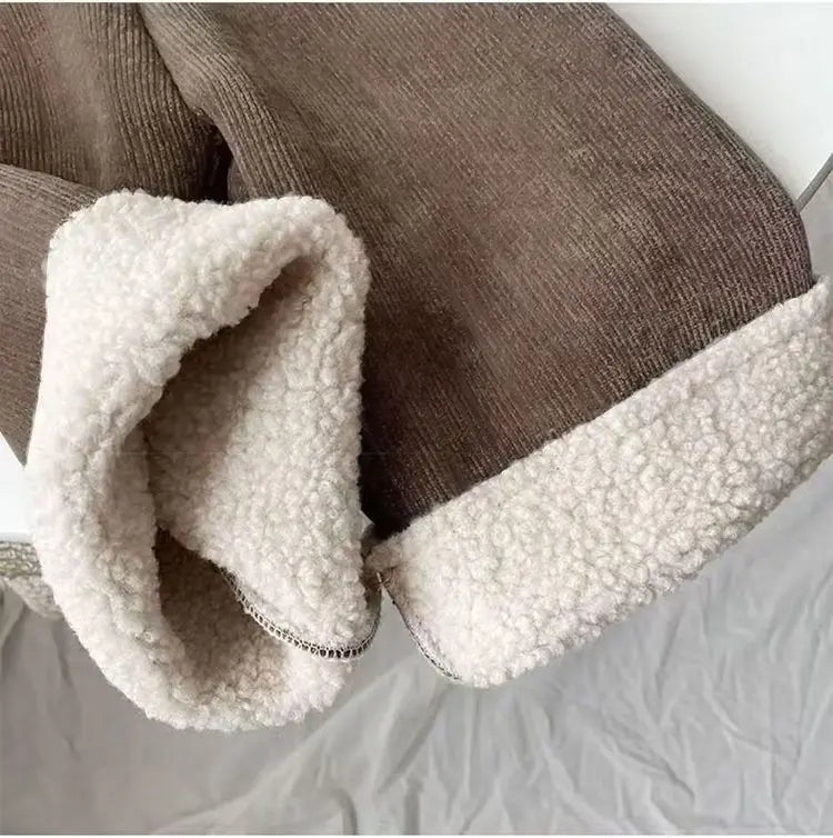 2025 Kids' Fleece-Lined Wide Leg Pants Winter  Loose Fit Trousers Cozy Straight Cut for Baby Girls  Kids Clothes