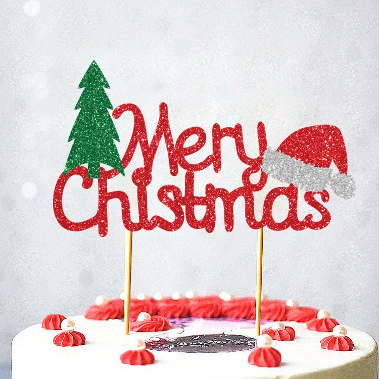 Merry Christmas Cake Toppers Cartoon Xmas Tree Cake Decor Snowman Happy New Year Cupcake Toppers Decor For Party Home 2025 Noel