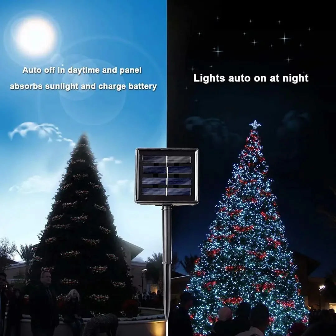 AlliLit LED Solar String Light Fairy Outdoor Garden Waterproof Lamp 2025 Christmas Garland Xmas Holiday Party Home Decoration