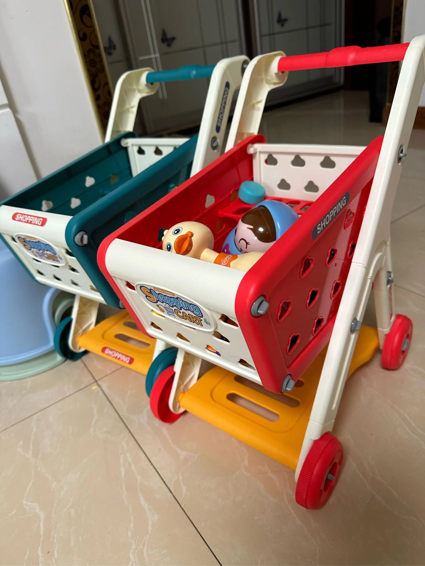 Shopping cart toy baby small trolley children play house fruit cut music kitchen supermarket men and girls Early Education toys
