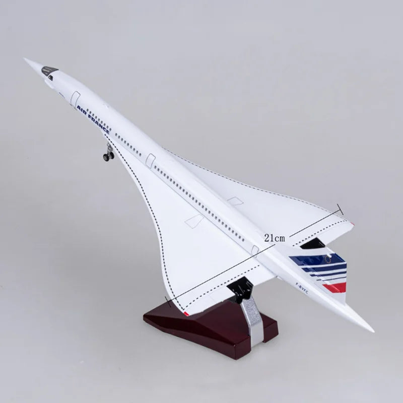 50CM 1/125 Scale Plane Concorde Air France Airline Model Airplane Toy Resin Airfrance Aircraft with Landing Gears Lights