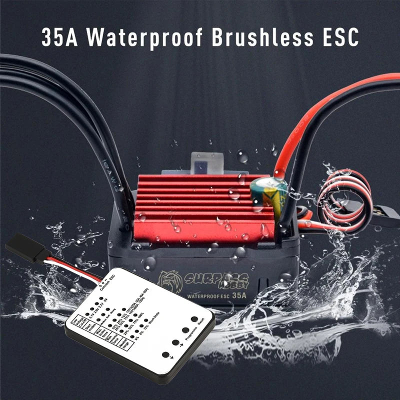 Surpass Hobby Waterproof 25A 35A 45A 60A 80A 120A 150A Brushless ESC Speed Controller XT60 Plug For 1/8 1/10 1/12 RC Car Toys