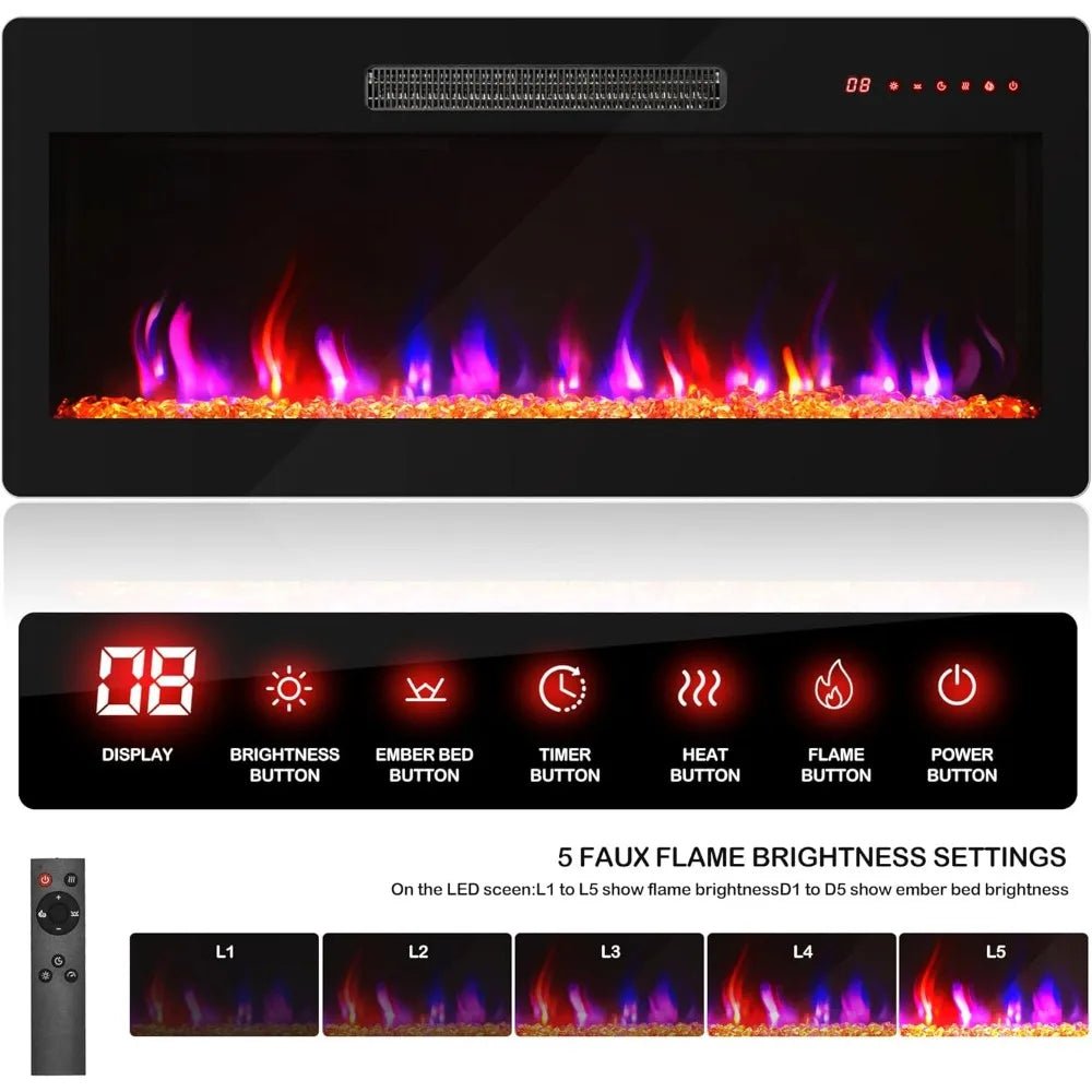 "68-inch wood tv stand with built-in 36-inch electric fireplace and storage entertainment center for tvs up to 75 inches"