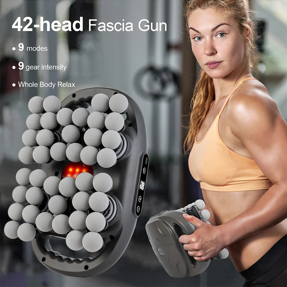42-Heads Fascia Gun High-Frequency Vibration Body Massage Gun Back and Waist Massager Massager Neck Shoulder Massager masajeador