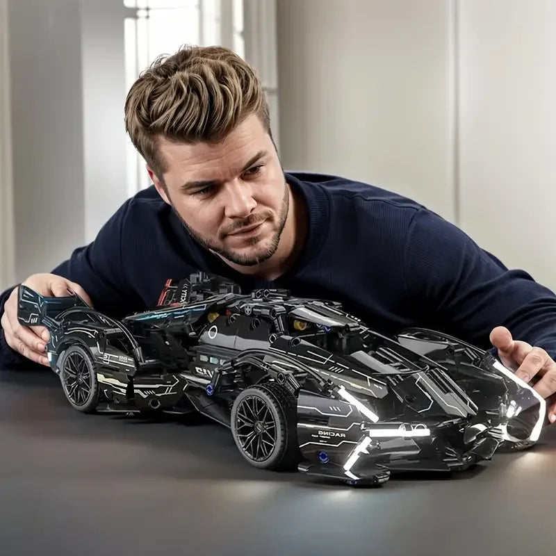 1253 Pieces of Cool Black Limited Edition Supercar Building Blocks, Perfect Birthday Gift, High-Tech Car Model Building Blocks
