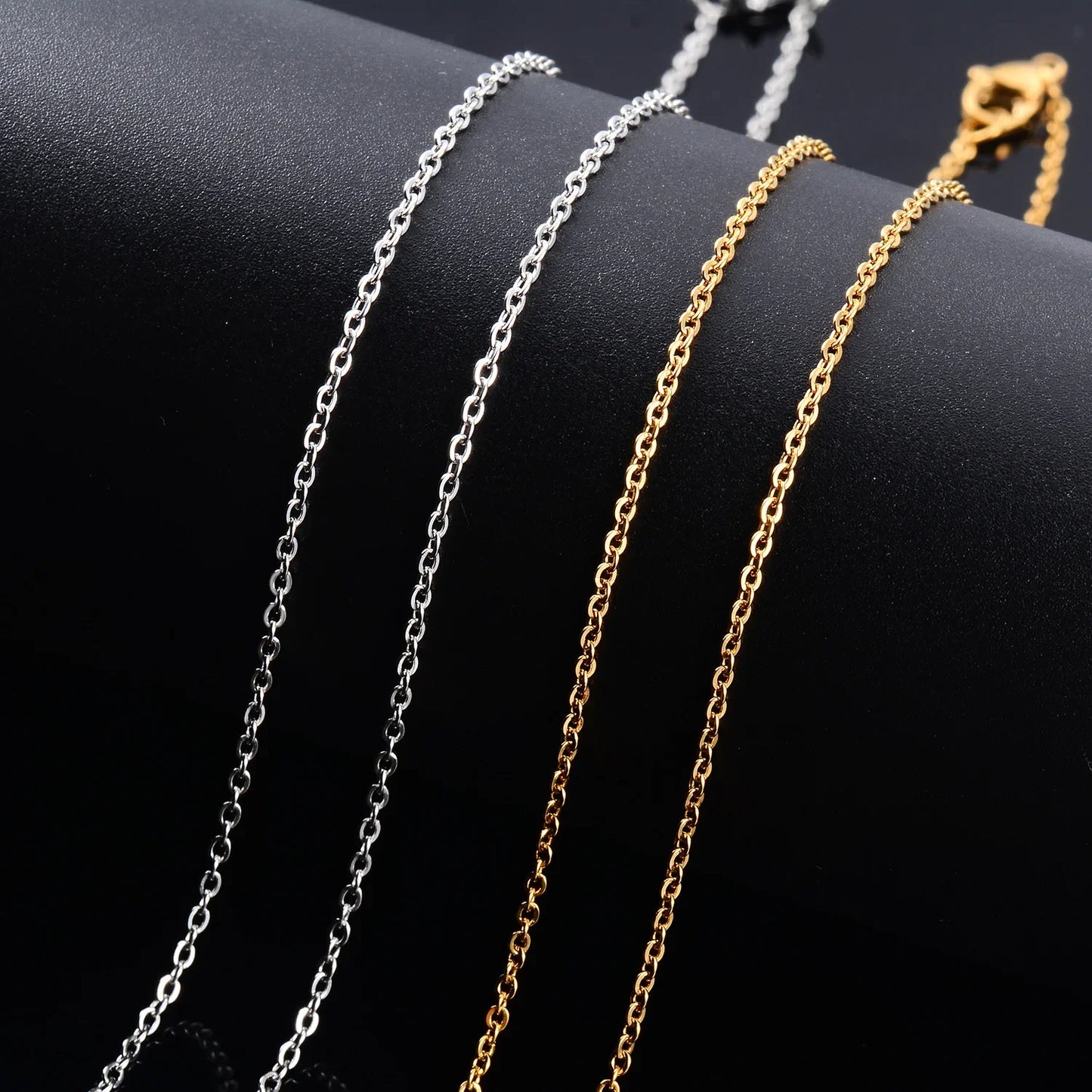 Metal Round O Chain Stainless Steel Cable Thin Necklaces Adjustable Rolo Link DIY Jewelry Making Accessories