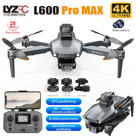 L600 Pro MAX 4K Professional Drone With Camera HD 3-Axis Gimbal GPS Dron 360° Obstacle Avoidance 5G WIFI RC Quadcopter Toys