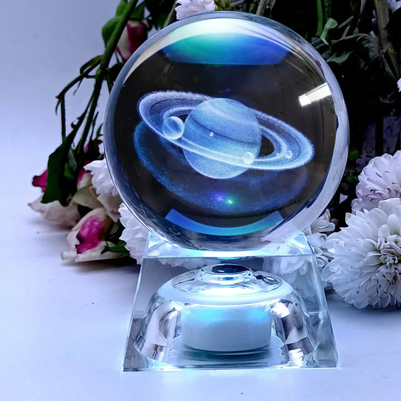3D Crystal Ball Laser Engraved Planet Crystal Ball Solar System Globe Astronomy Gift  Birthday Gift Glass Sphere Home Decoration