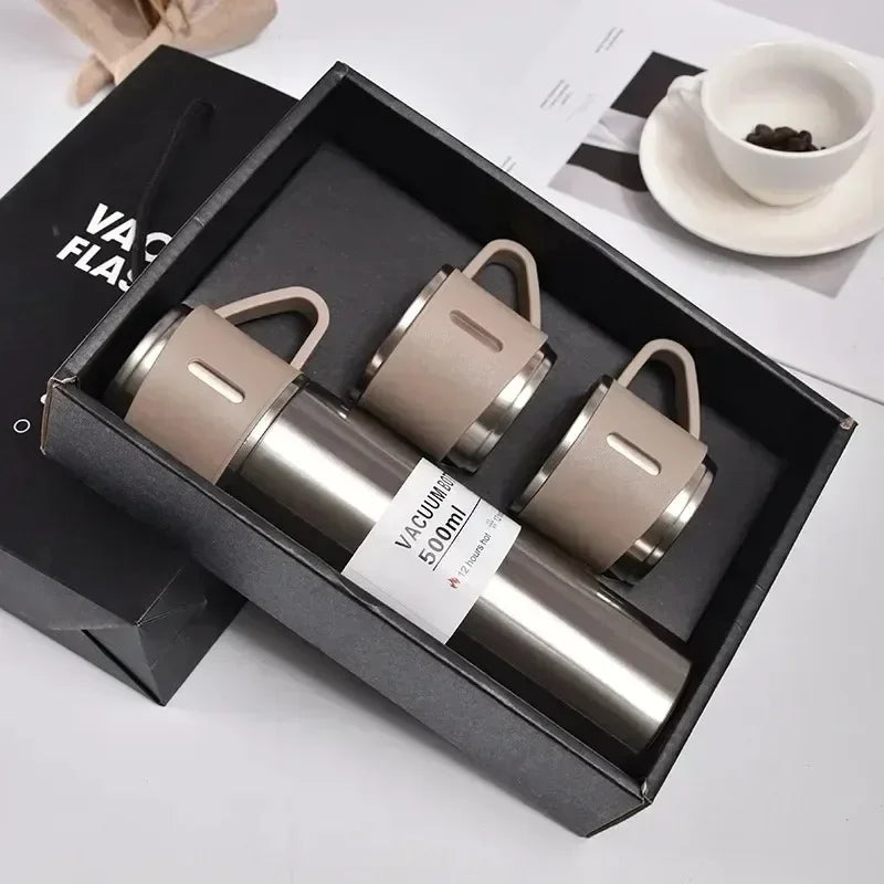 304 Stainless Steel Vacuum Insulated Bottle Gift Set Office Business Style 500ML Coffee Mug Thermos Bottle Portable Flask Carafe