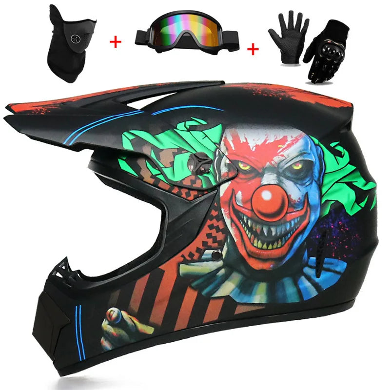 Motorcycle Youth Kids Child full Helmet Children Helmets Motocross Casco Moto Off-road Goggles Gloves Protective Cycling Casque