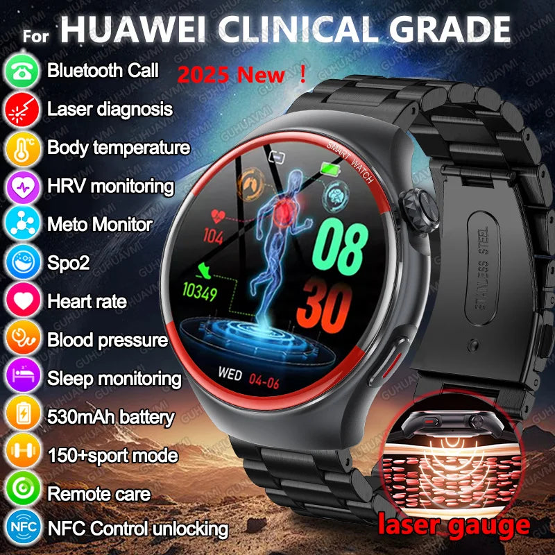 2025 New Nursing Health laser Cure Blood pressure Smart Watch Men Heart rate Pulse Sleep Bluetooth call Body Monitor Smartwatch