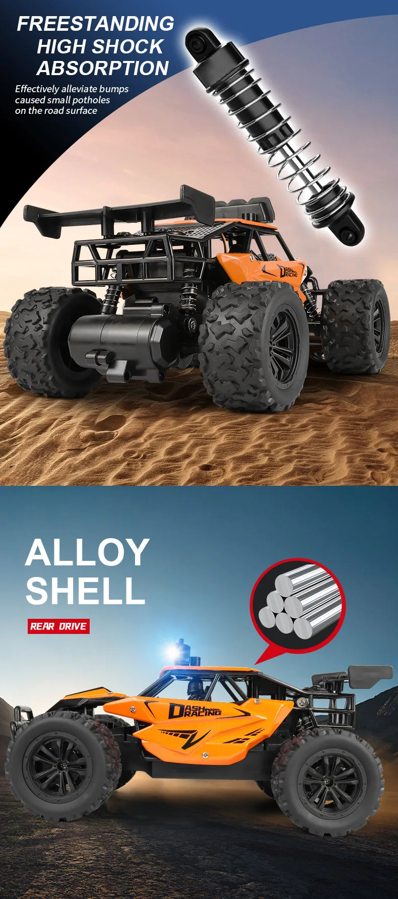 Remote Control Car RC Drift Racing 1:16 Vehicle Off Road Alloy 2.4G Radio High-Speed Trucks With LED Light Climbing Gift Kid Toy