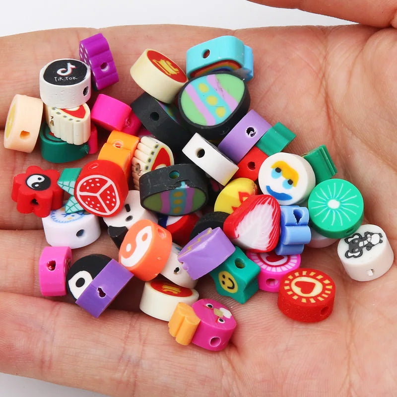 20/50pcs/Lot Mixed Style Pattern Polymer Clay Spacer Beads For Handmade Necklace Bracelet DIY Jewelry Making Accessories