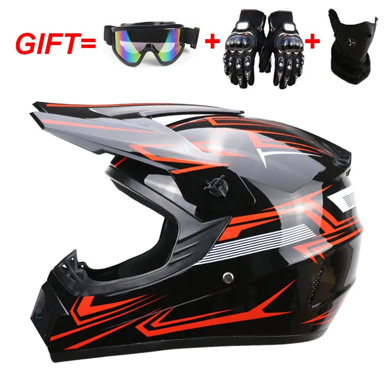Motorcycle Youth Kids Child full Helmet Children Helmets Motocross Casco Moto Off-road Goggles Gloves Protective Cycling Casque