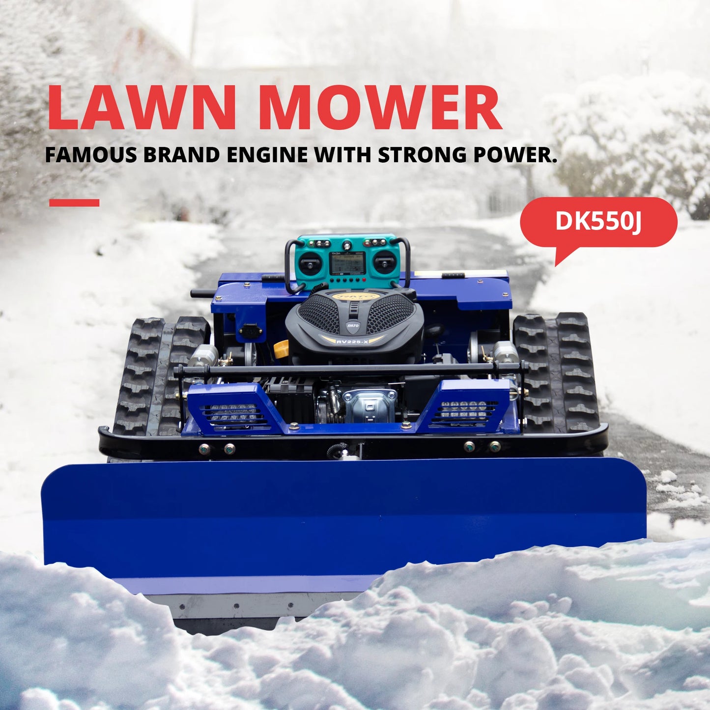 RC Lawn Mower, Rechargeable Remote Control Grass Cutter With Snow Shovel, Safe and Durable, Perfect for Home Garden Maintenance