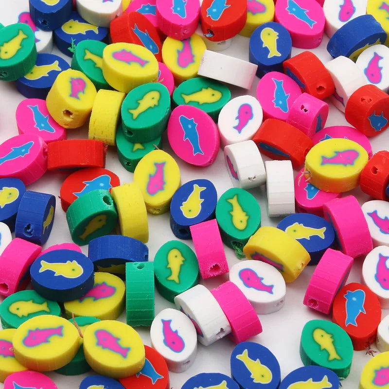 20/50pcs/Lot Mixed Style Pattern Polymer Clay Spacer Beads For Handmade Necklace Bracelet DIY Jewelry Making Accessories