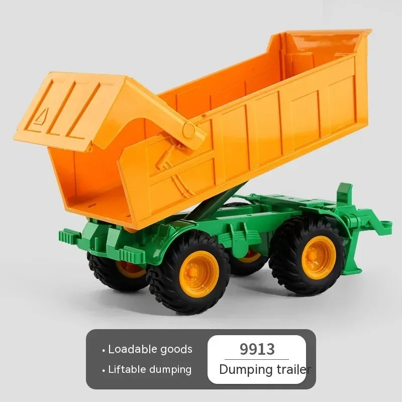 1:24 Inertia Tractor Trailer With Headlights Farm Toy Set Car Truck Farm Simulation Child'S Birthday Christmas New Year Gift