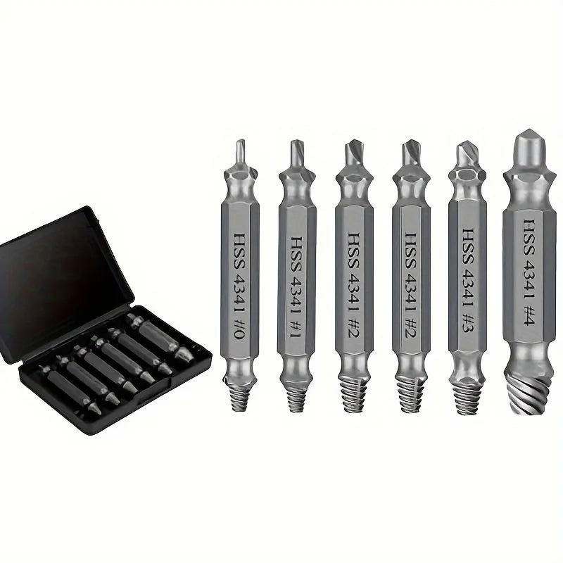 6pcs Damaged Screw Extractor Set: Double Head Screw Remover Tools for Easy Out Bolt Extractor & Broken Head Screw Removers - Hig