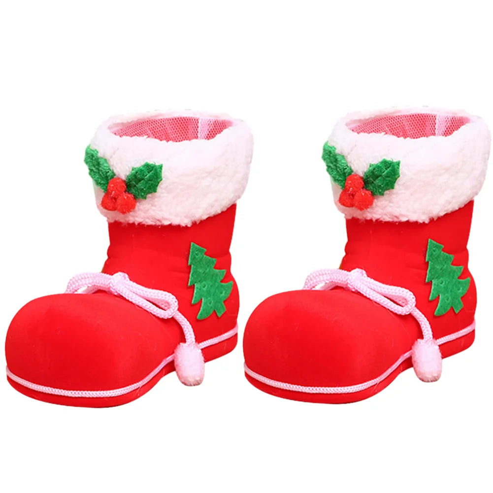 1/2/4/6pcs Christmas Socks Red Candy Boots Holiday Gift Bags Christmas Trees Santa Claus Boots for Fireplace