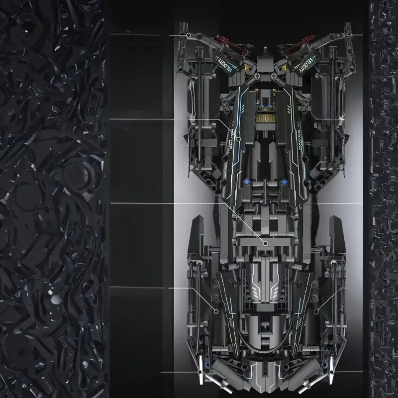 1253 Pieces of Cool Black Limited Edition Supercar Building Blocks, Perfect Birthday Gift, High-Tech Car Model Building Blocks