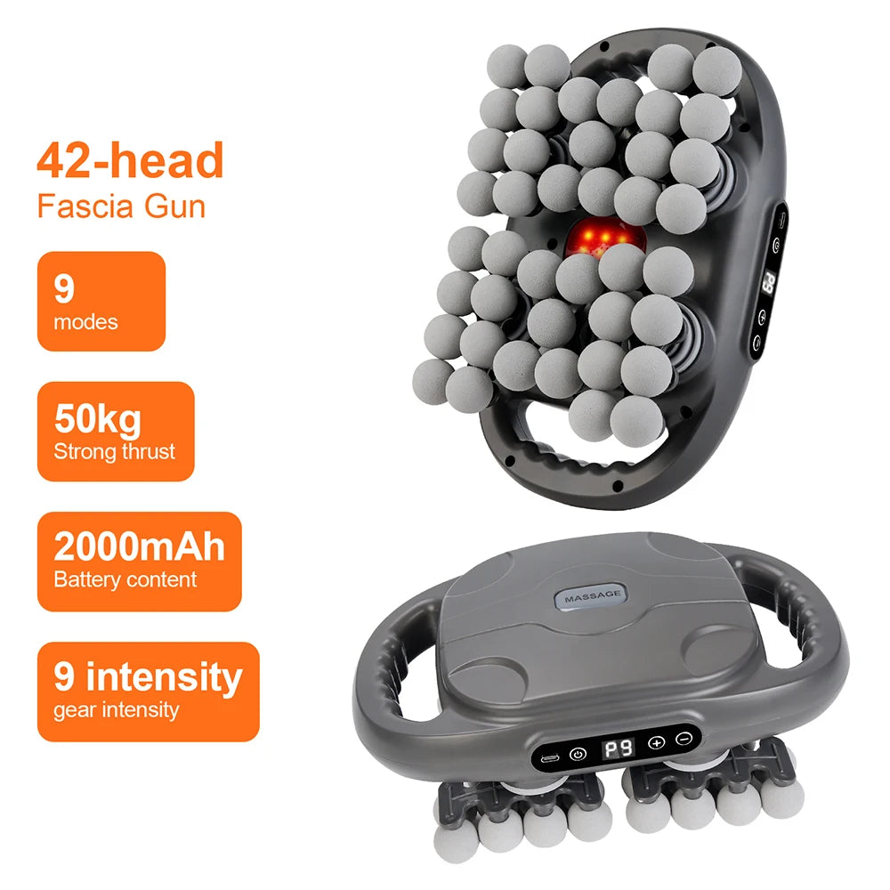 42-Heads Fascia Gun High-Frequency Vibration Body Massage Gun Back and Waist Massager Massager Neck Shoulder Massager masajeador