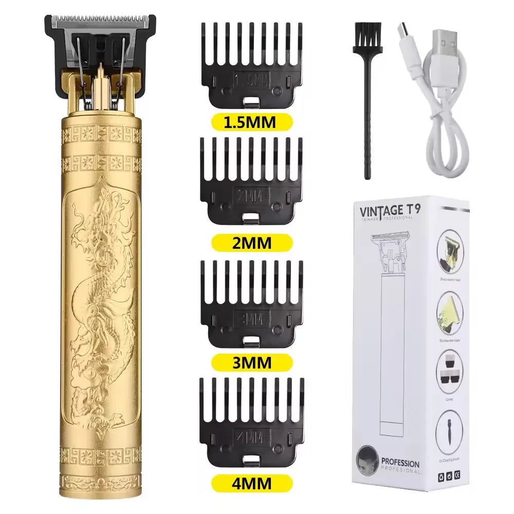 T9 LCD Electric Hairdresser Oil Shaving Head Electric Pusher Carving Electric Pusher Clipper Hair Precision Trimmer for Men Care