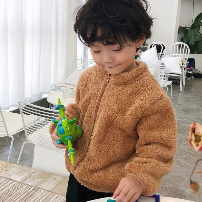 Pink Girls Jackets Autumn Coat Winter Thermal Fleece Jacket for Children 1 2 3 4 5Yrs Kids Coats Warm Korean Outerwear