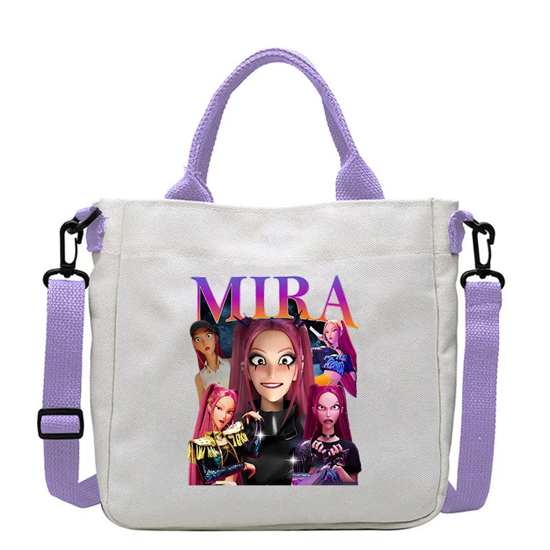 Move K-Pop Demon Hunters Canvas Bag Fashion Printed Handbag Cute Cartoon Anime Commuting Portable Book Storage Bags Pocket Gifts