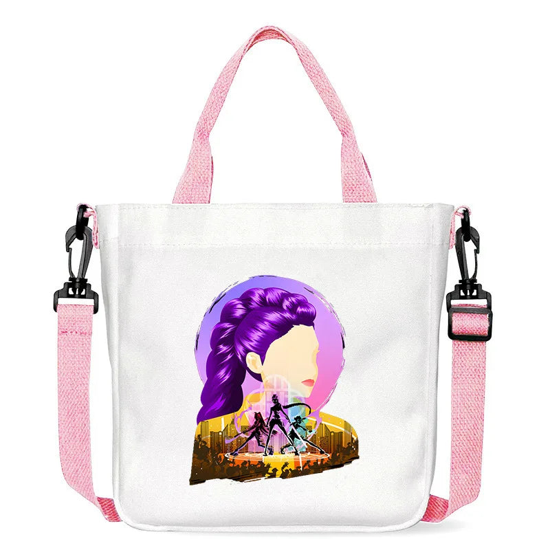 Move K-Pop Demon Hunters Canvas Bag Fashion Printed Handbag Cute Cartoon Anime Commuting Portable Book Storage Bags Pocket Gifts