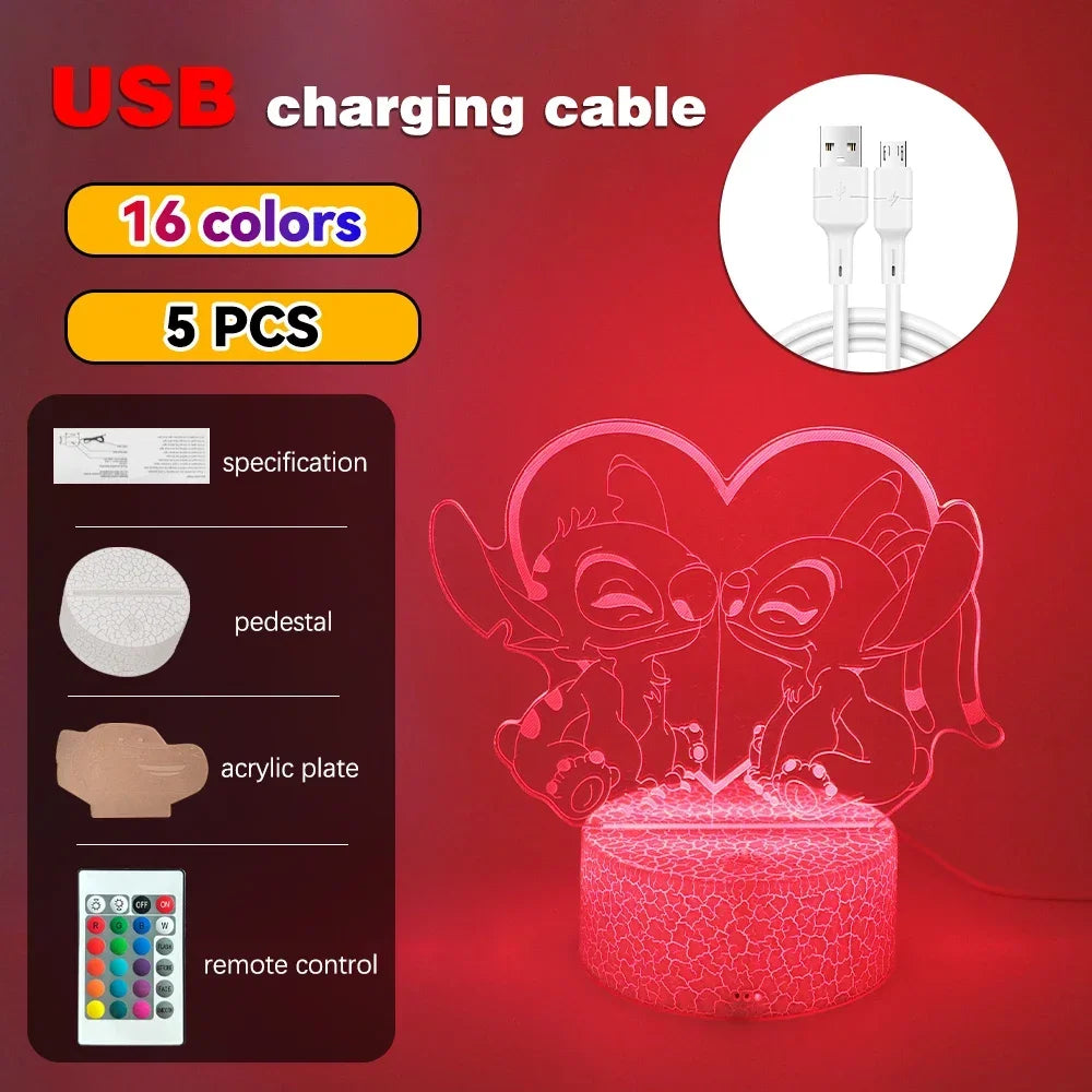 LED Night Ligh Illusion Stitch Lamps Remote Control Smart Touch Home Room Decor Lamp Christmas Valentine's Day Birthday Gifts