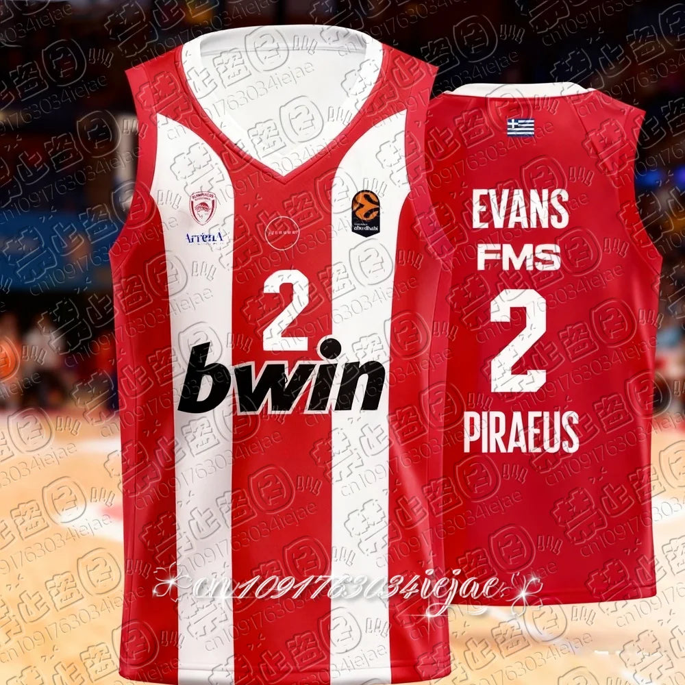 25/26 New Arrivals Greece Men's Basketball Jersey Vest Olympiacos Athens Basketball Game Jersey Kids Basketball Special Kit
