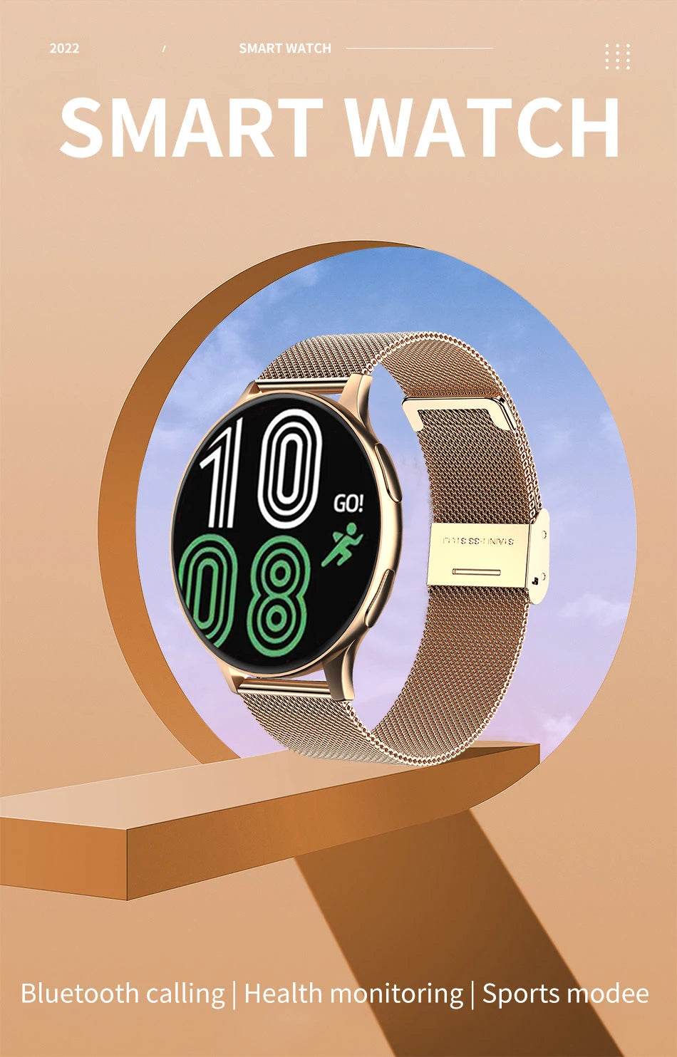 New Fashion Circular Full Touch Smart Watch Women Music Bluetooth Call Digital Watch IP68 Waterproof Smartwatch Men For XiaoMi