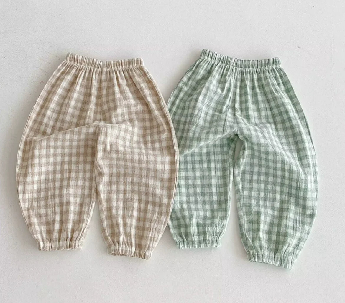 Vintage Linen Cotton Stripe Pants for Boys Casual Pocket Design Elastics Waist Pants for Toddler Girl Clothing Children Trousers