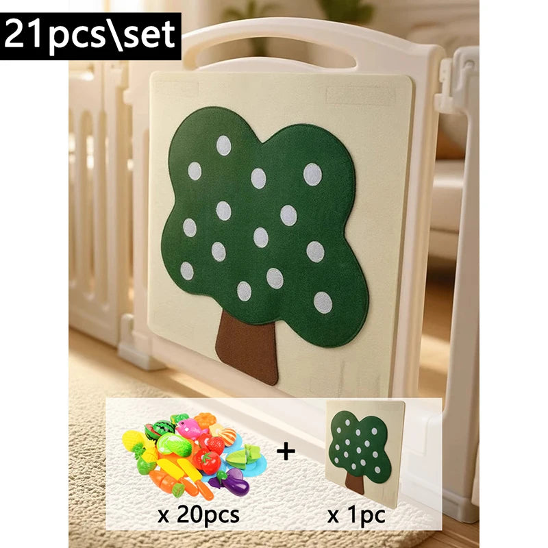 Baby Felt Board Play Food Toys Wall Sticker Fruits Vegetables Pretend Play Kitchen Games Fine Motor Skills Early Educational Toy