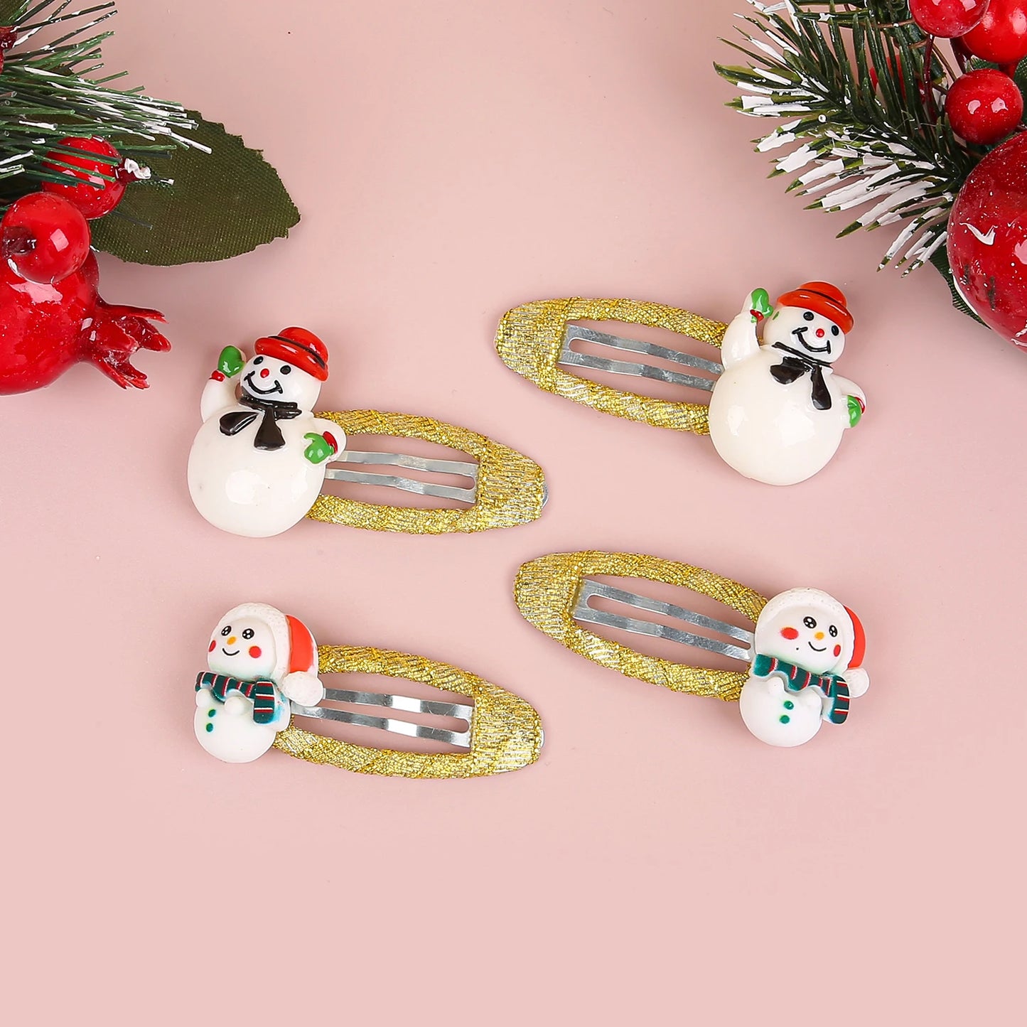 4Pcs Girls Christmas Hair Accessories Glitter BB Hairpin Cartoon Hair Clip Santa Claus Barrette Clips for Kids Hair Accessories