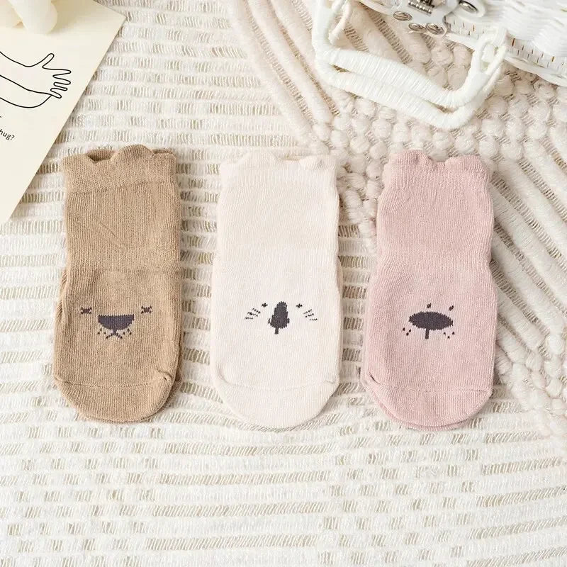 3Pairs/Lot Cartoon Baby Socks Infant Newborn Anti-Slip Cotton Floor Socks For Girls Boys Cute Unisex Rubber Grips Toddler Socken