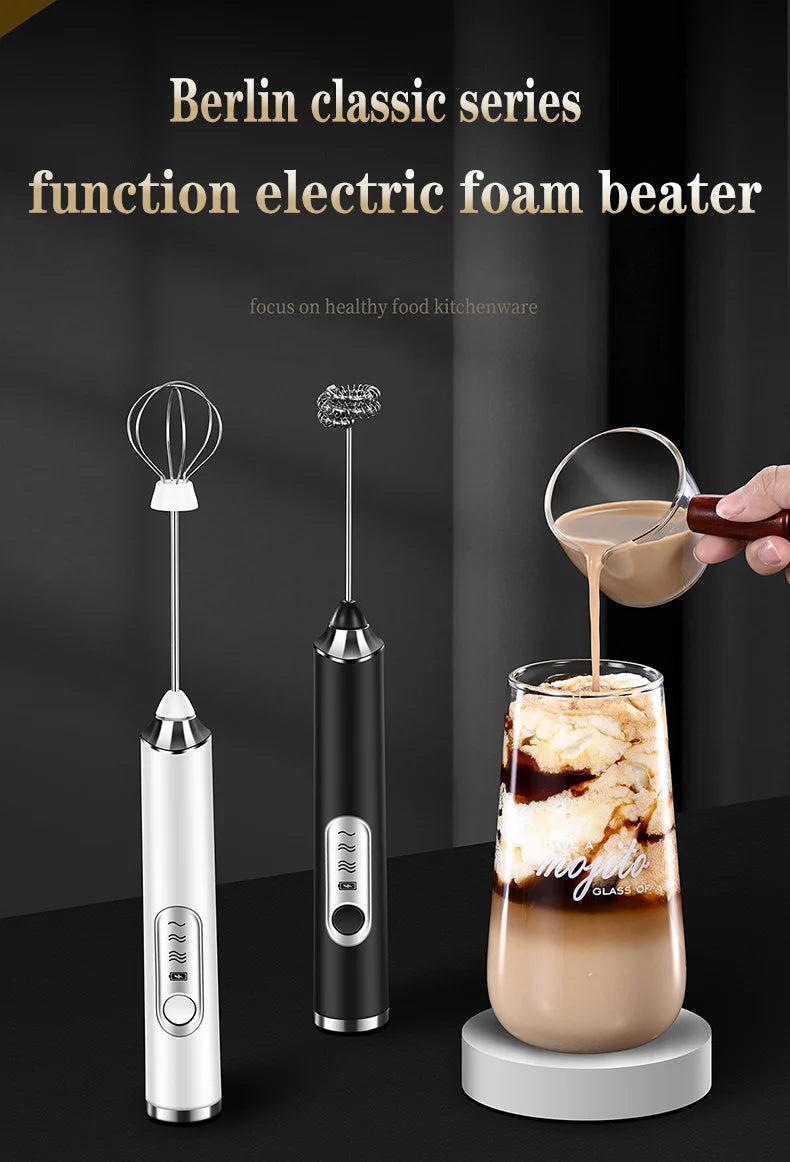 TINSOL Electric Milk Frother Mini Handheld Wireless Power Type-C Charging Convenience Coffee Milk Whipping Kitchen Whisk
