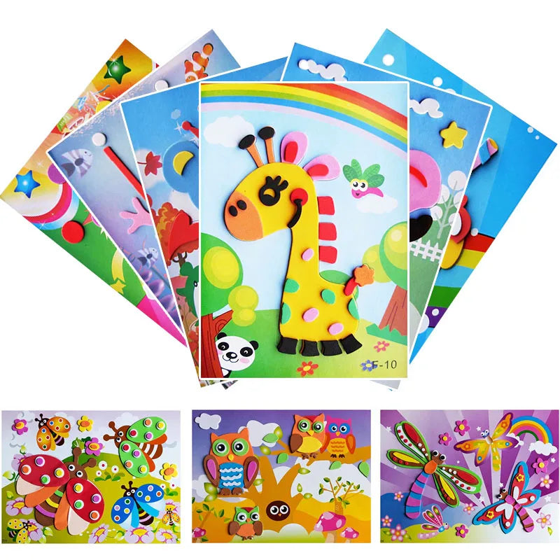 5/10/20pcs Children EVA Foam Sticker Toy 3D Puzzle Early Education Toys Cute Cartoon Animal Puzzle for Kids Toy Girls Gift TMZ