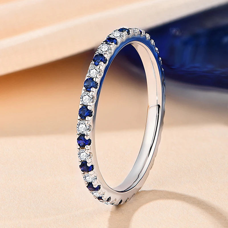 TFGLBU D Vvs1 Colorful Gem Moissanite 925 Sterling Sliver Ring for Women Charm Stackable Band Christmas Gift Jewelry Wholesale