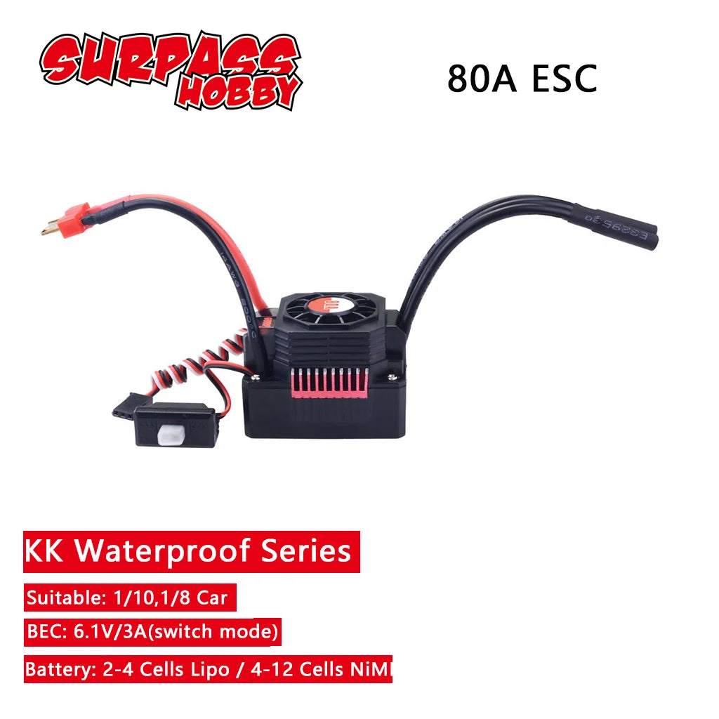 SURPASS HOBBY KK 25A 35A 45A 60A 80A 120A 150A ESC 2-6S Brushless speed controller for 1/8 1/10 1/12 1/14 1/16 RC Car Motor
