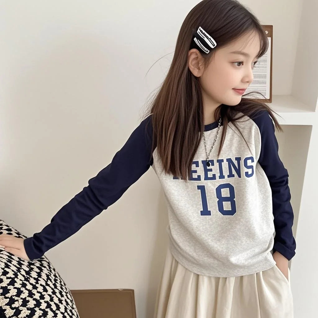 Baby Boys' Girls' Cotton T-shirts Color-blocking Long-sleeved Tshirts Casual Fashion Children's Clothing Base Shirts