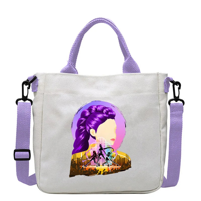 Move K-Pop Demon Hunters Canvas Bag Fashion Printed Handbag Cute Cartoon Anime Commuting Portable Book Storage Bags Pocket Gifts